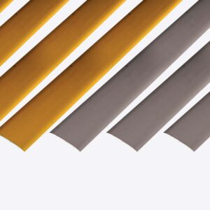 "Euro Cover Strip" is a high quality, easy to install cover strip for most floor coverings of equal level. Choose our self adhesive range for fantastic quality combined  with faster fitting. Available in Matt Silver and Matt Gold.